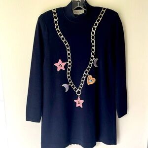 ST.JOHN 2 pc Set Sweater-Tunic Long Sleeves Embroidered and Skirt Color …